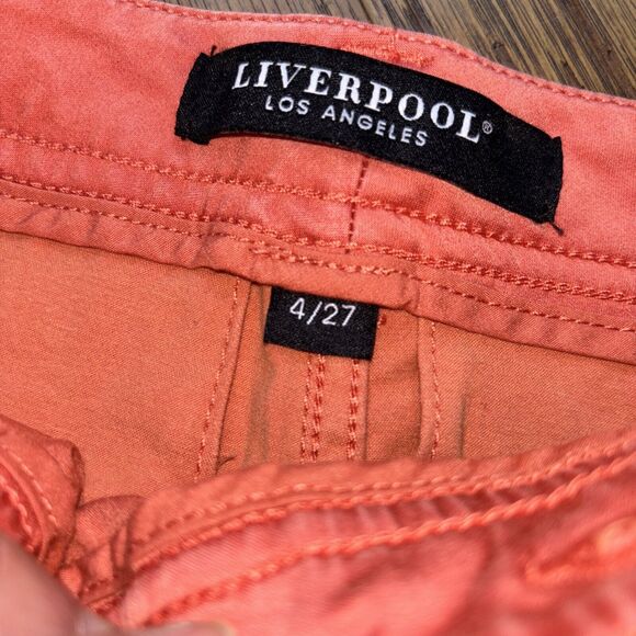 Liverpool Los Angeles Women Shorts Pumpkin Zip Pockets 4/27 Buttons Cotton Blen - Picture 6 of 11
